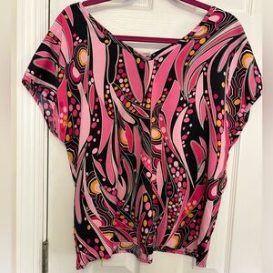 Pink & Black Abstract Print Women’s Blouse